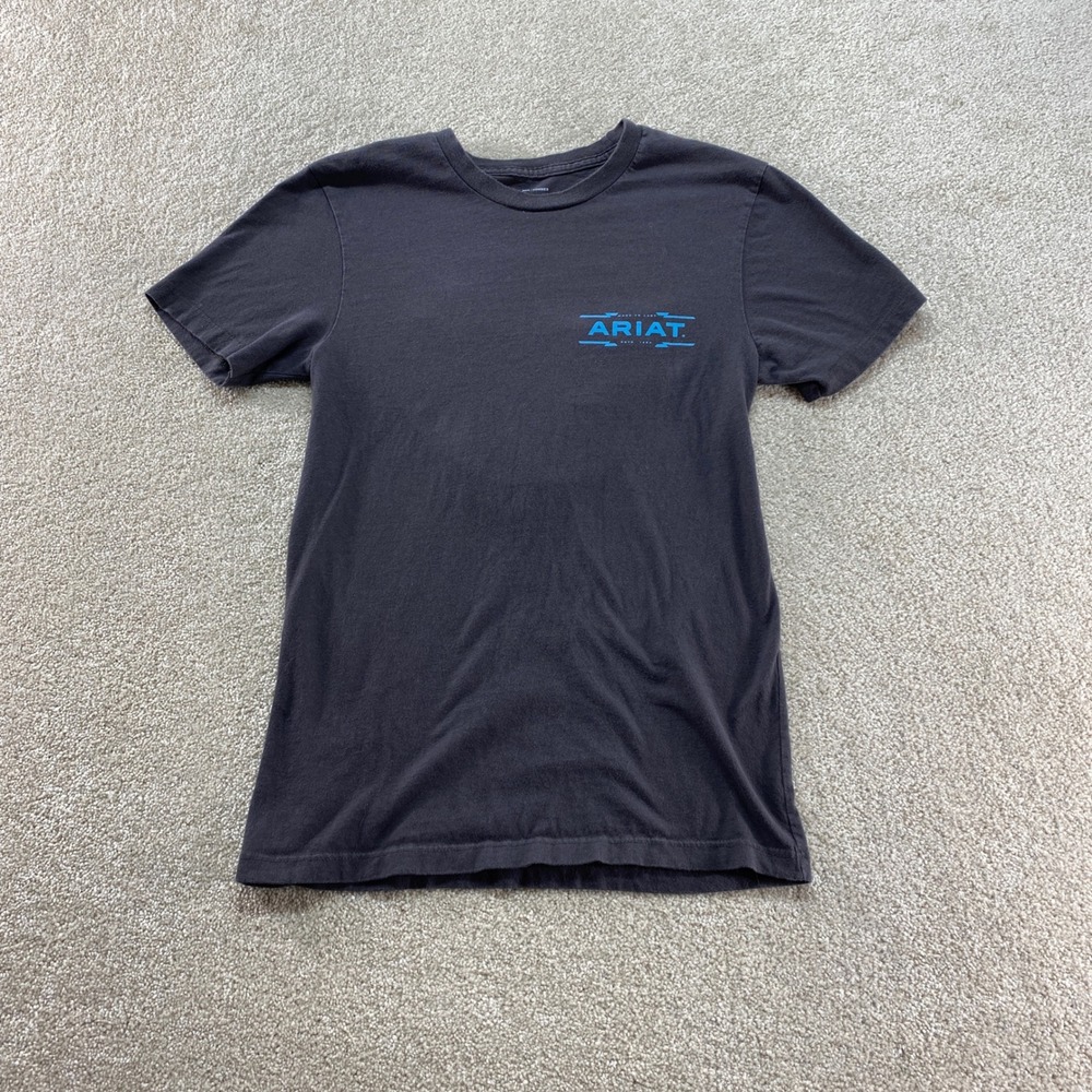Ariat Graphic Tee Boys XS Black Blue Logo Short Sleeve Cotton Shirt